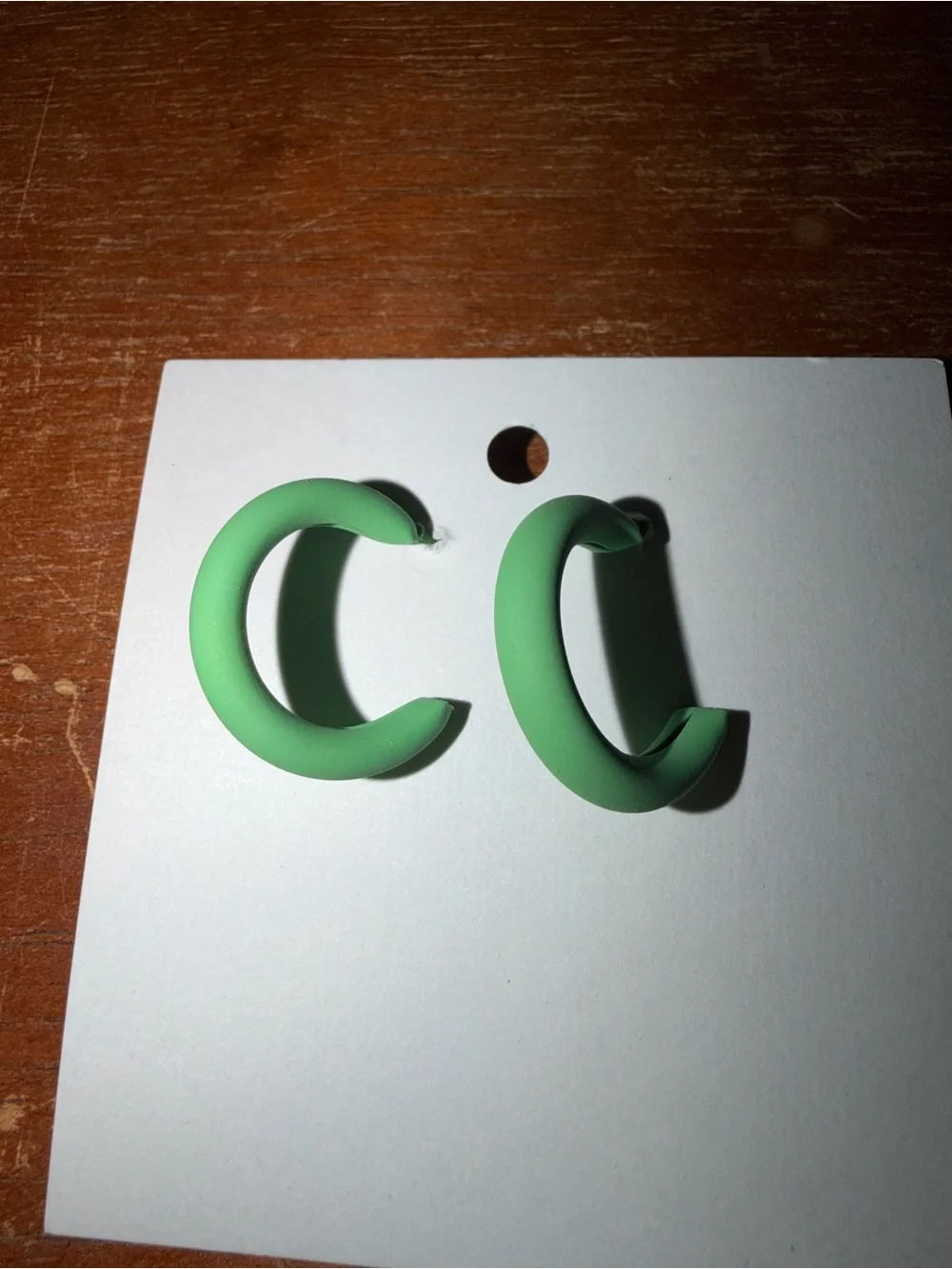 NWT Green Hoop Earrings - Minimal Matte Resin Hoops